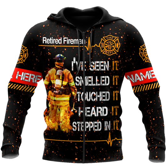 Retired Firefighter Custom Name Art – 3D Hoodie