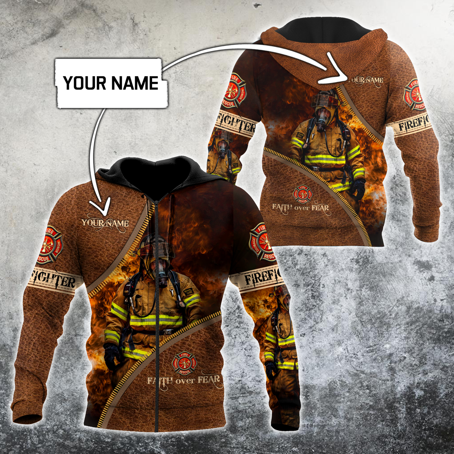 Firefighter Custom Name Art – 3D Hoodie