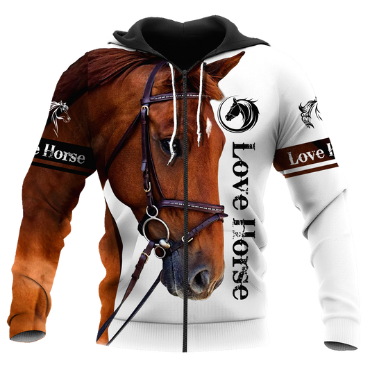 Brown Horse Love 3D Art – 3D Hoodie