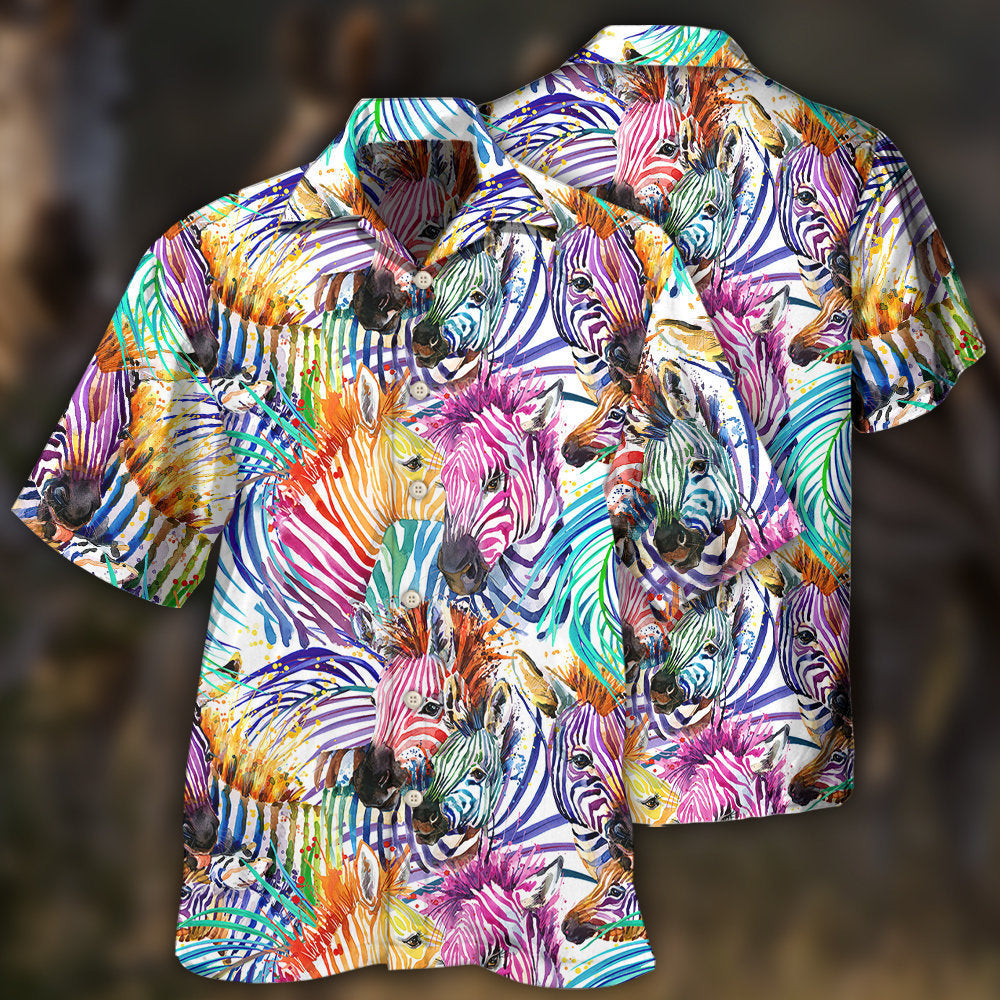 Zebra Colorful Leaf Style – Hawaiian Shirt