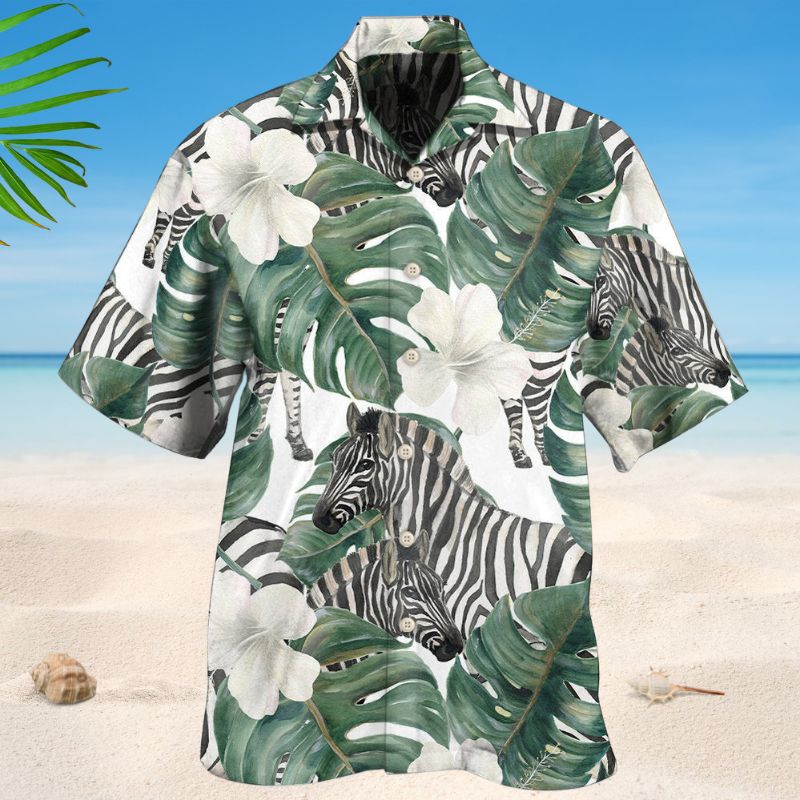 Zebra Lover Tropical Leaf Style – Hawaiian Shirt