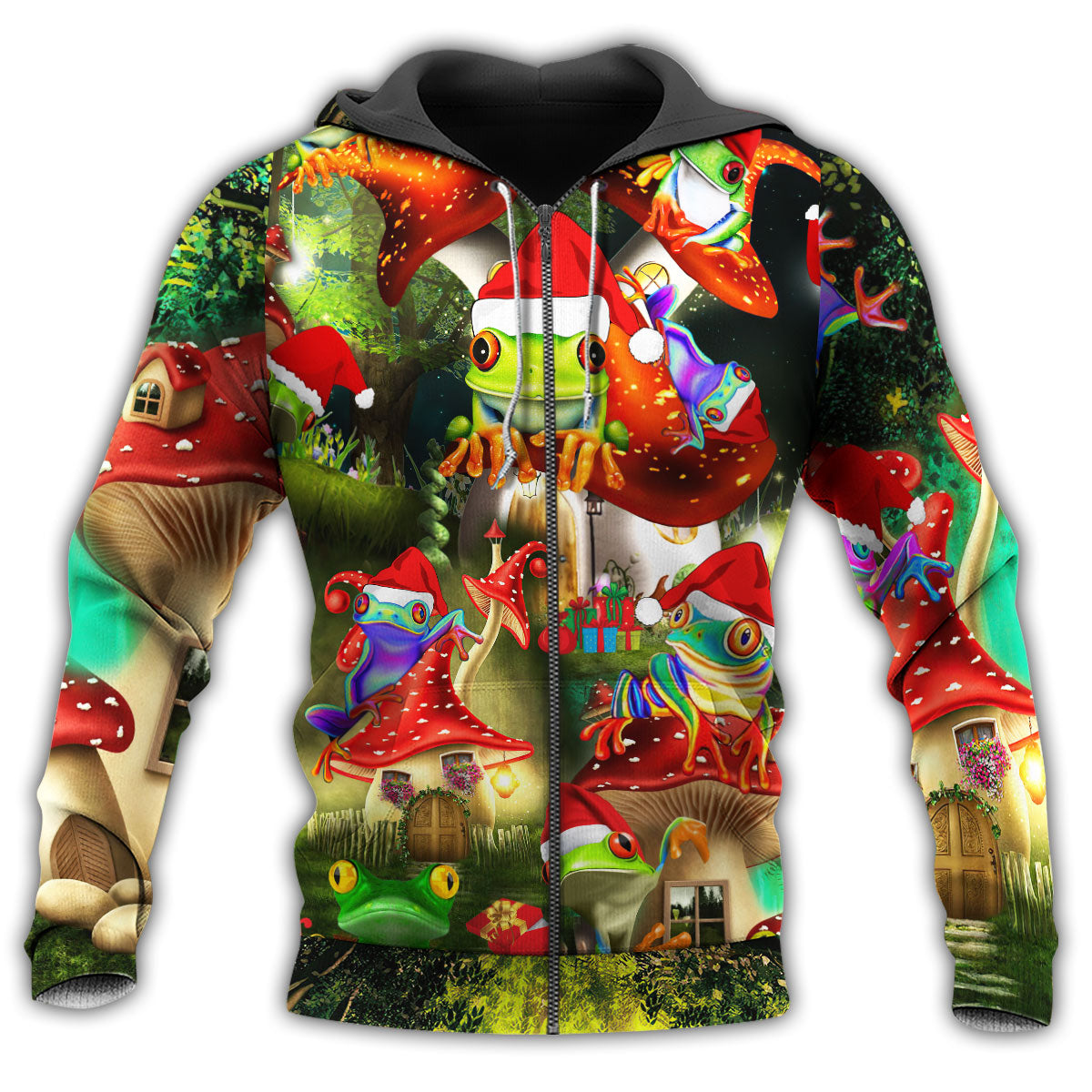 Frog Santa Tiny House - 3D Hoodie