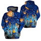 Blue Halloween Cat Art – 3D Hoodie