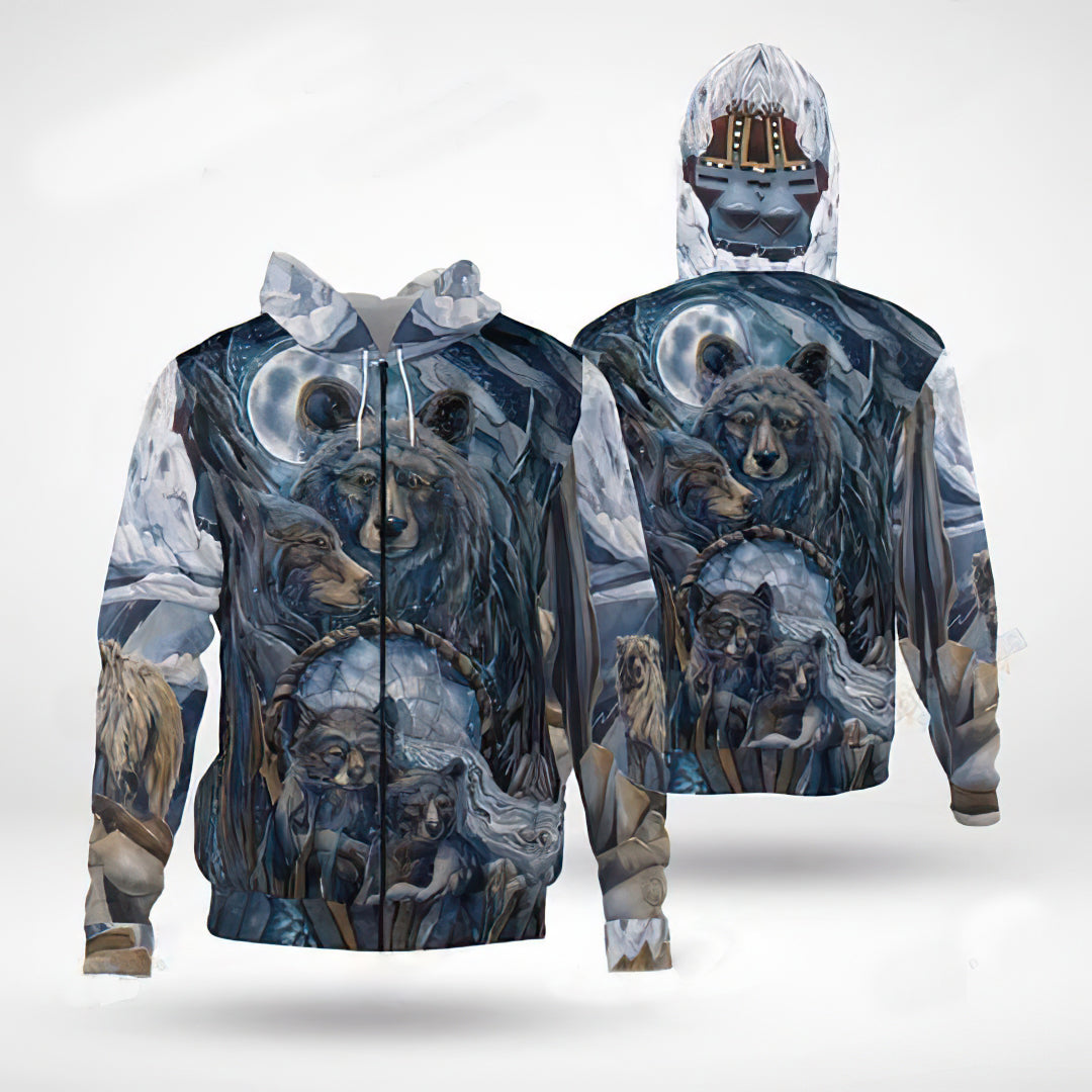 Native Bear Cultural Art - 3D Hoodie
