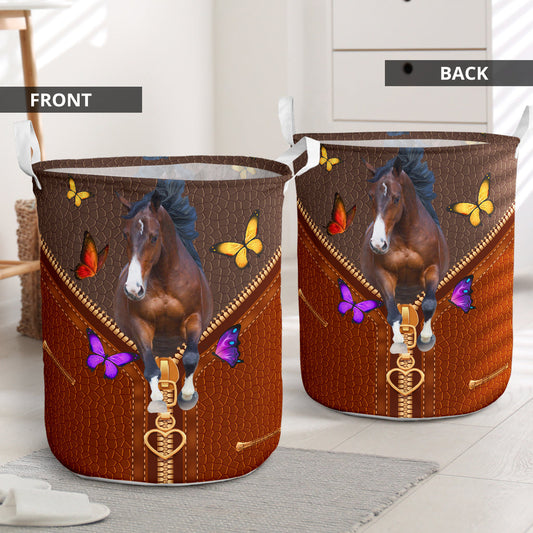 Zipper sewing to leather horse - Laundry basket-Owls Matrix