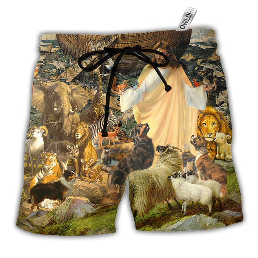 Beach Short / Adults / S God Animal Rescue God Bless You - Beach Short - Owls Matrix LTD