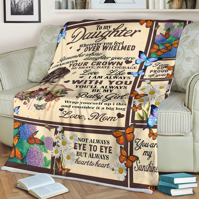 Butterfly To My Daughter Love Mom And Daughter Flannel Blanket For Living Room And Bedroom Styling