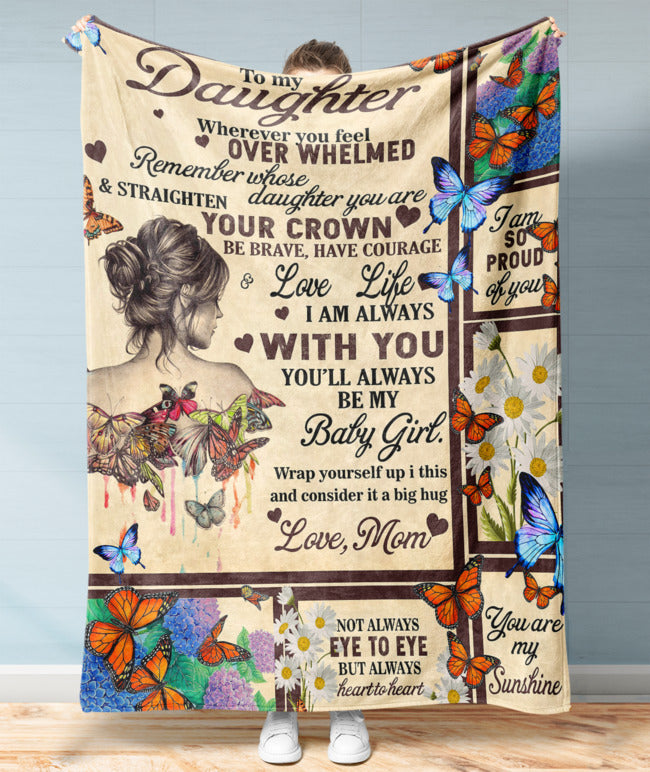 Butterfly To My Daughter Love Mom And Daughter Flannel Blanket For Relaxing At Home And Travel