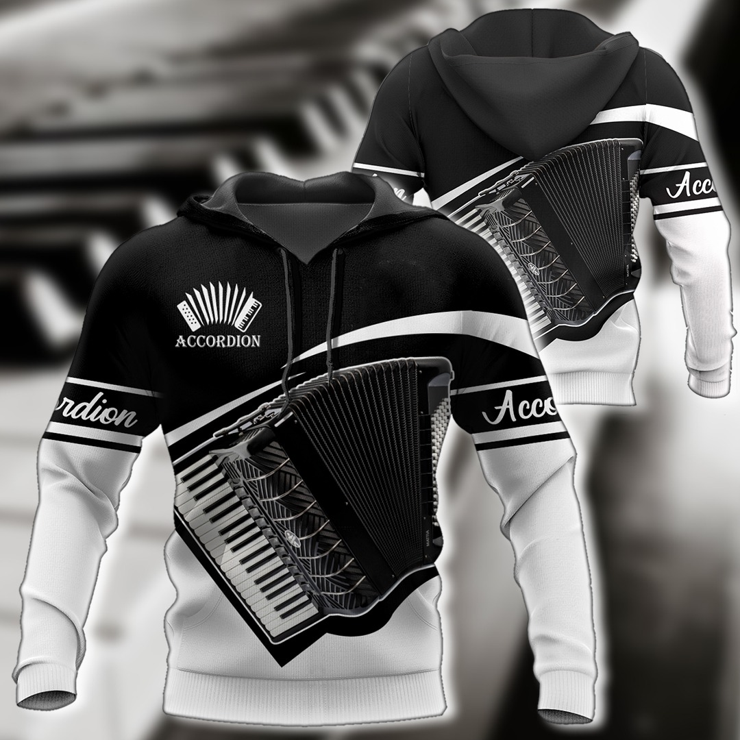 Accordion Is My Life Black And White - 3D Hoodie