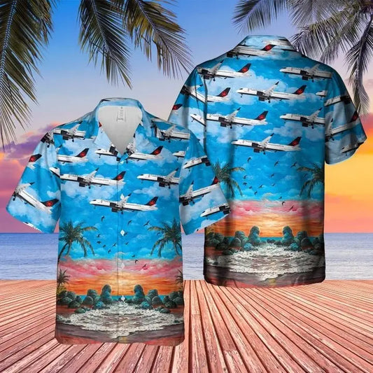 Hawaiian Shirt / Adults / S Air Canada Airbus A220300 Hawaiian Shirt