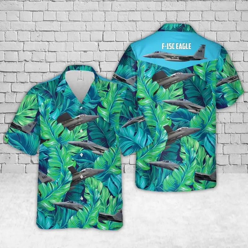 Hawaiian Shirt / Adults / S Air Force F-15C Eagle Massachusetts Tropical Hawaiian Shirt