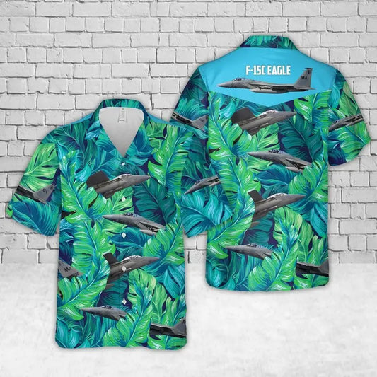 Hawaiian Shirt / Adults / S Air Force F-15C Eagle Massachusetts Tropical Hawaiian Shirt