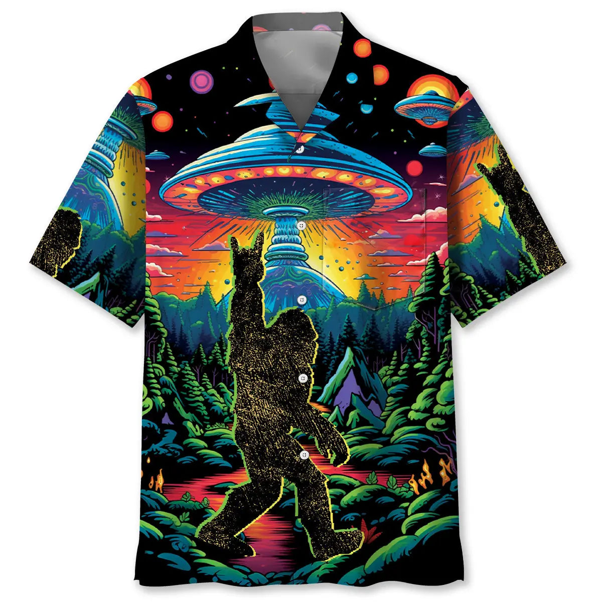 Hawaiian Shirt / Adults / S Alien Bigfoot Pocket Hawaiian Shirt