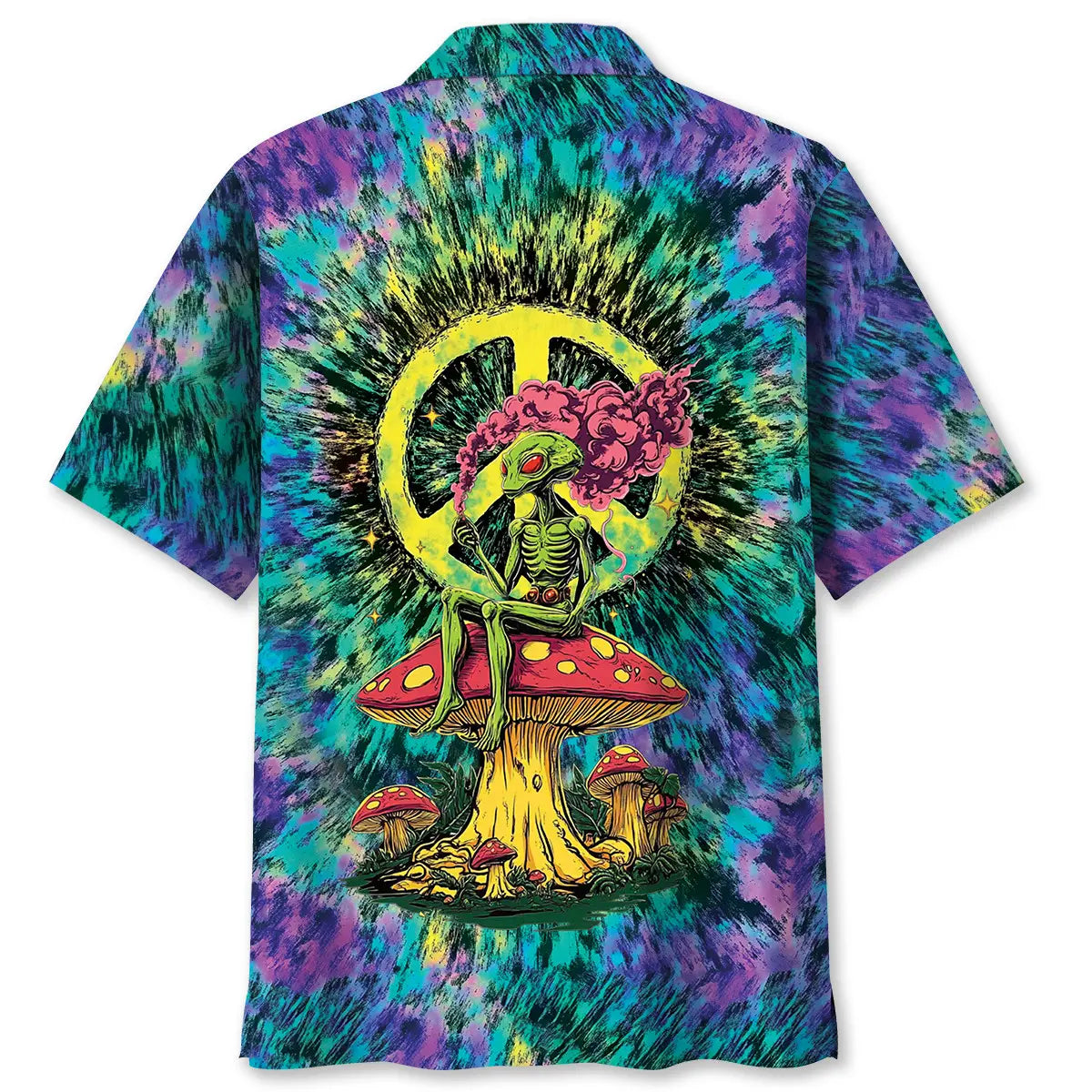 Alien Mushroom Peace Sign Hawaiian Shirt