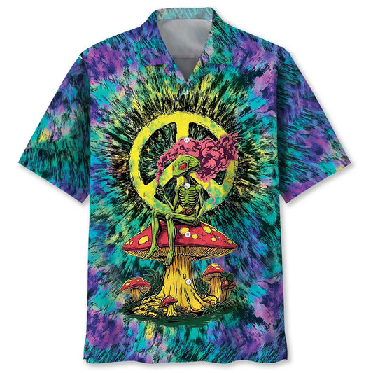Hawaiian Shirt / Adults / S Alien Mushroom Peace Sign Hawaiian Shirt