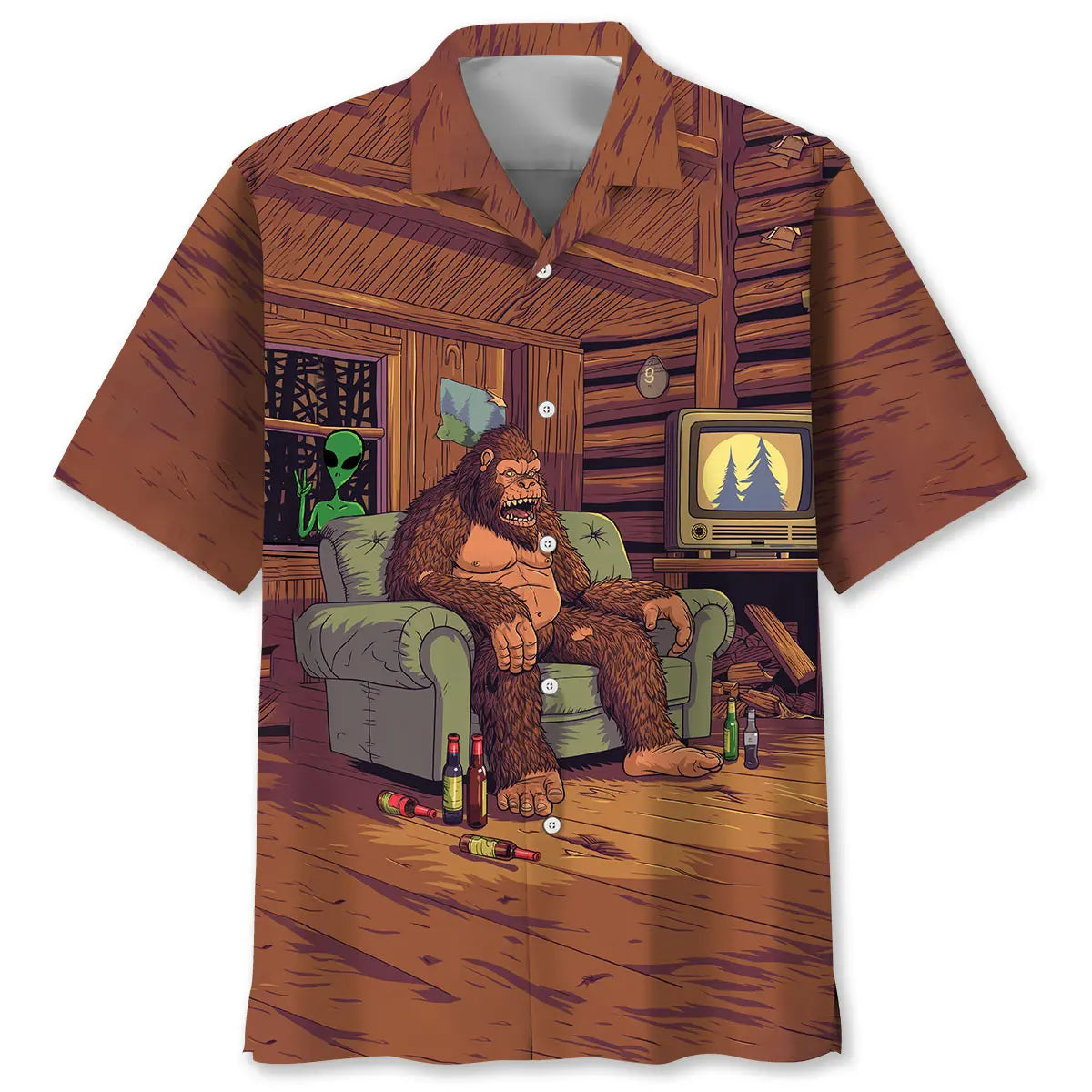 Hawaiian Shirt / Adults / S Alien Stalk Bigfoot House Hawaiian Shirt
