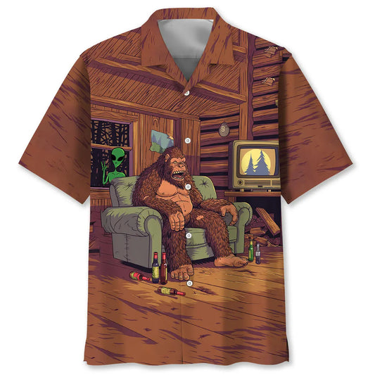 Hawaiian Shirt / Adults / S Alien Stalk Bigfoot House Hawaiian Shirt