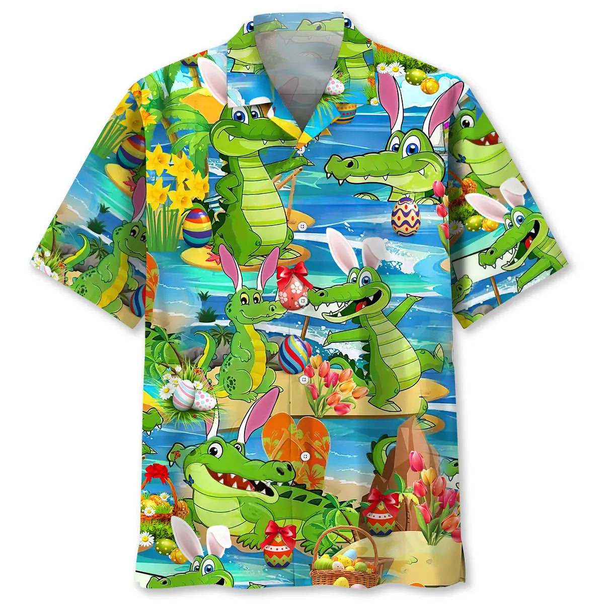 Hawaiian Shirt / Adults / S Aligator Easter Day Hawaiian Shirt