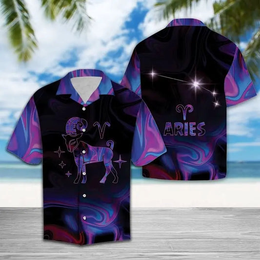 Hawaiian Shirt / Adults / S Amazing Aries Horoscope Hawaiian Shirt Summer Button Up