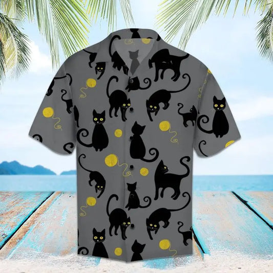Hawaiian Shirt / Adults / S Amazing Black Cat Hawaiian Shirt Summer Button Up
