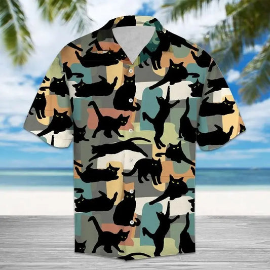 Hawaiian Shirt / Adults / S Amazing Black Cat Hawaiian Shirt Summer Button Up