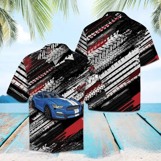 Hawaiian Shirt / Adults / S Amazing Blue Sports Car Hawaiian Shirt Summer Button Up