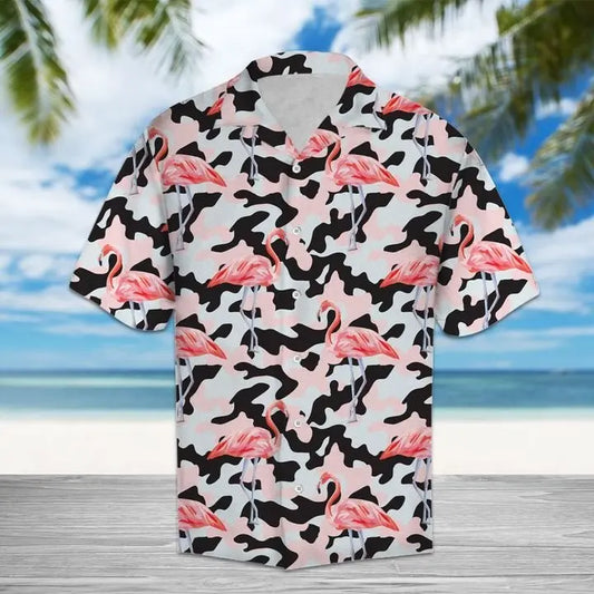 Hawaiian Shirt / Adults / S Amazing Camo Flamingo Hawaiian Shirt Summer Button Up