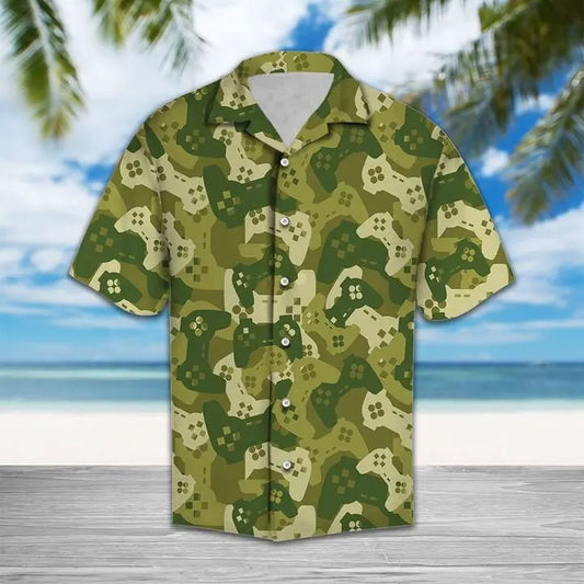 Hawaiian Shirt / Adults / S Amazing Camouflage Gaming Joysticks Hawaiian Shirt Summer Button Up