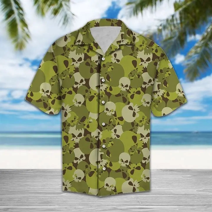 Hawaiian Shirt / Adults / S Amazing Camouflage Of Skull Hawaiian Shirt Summer Button Up