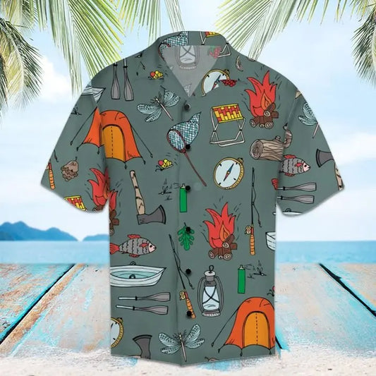 Hawaiian Shirt / Adults / S Amazing Camping Hawaiian Shirt Summer Button Up
