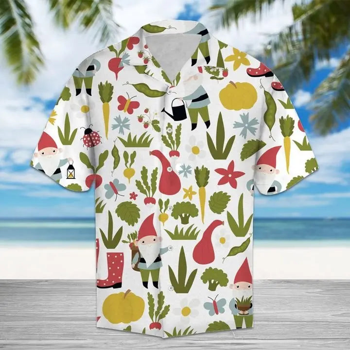 Hawaiian Shirt / Adults / S Amazing Garden Gnome And Vegetables Hawaiian Shirt Summer Button Up