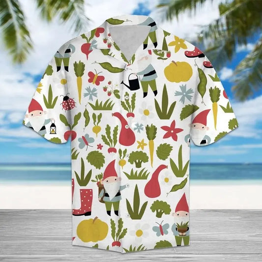 Hawaiian Shirt / Adults / S Amazing Garden Gnome And Vegetables Hawaiian Shirt Summer Button Up