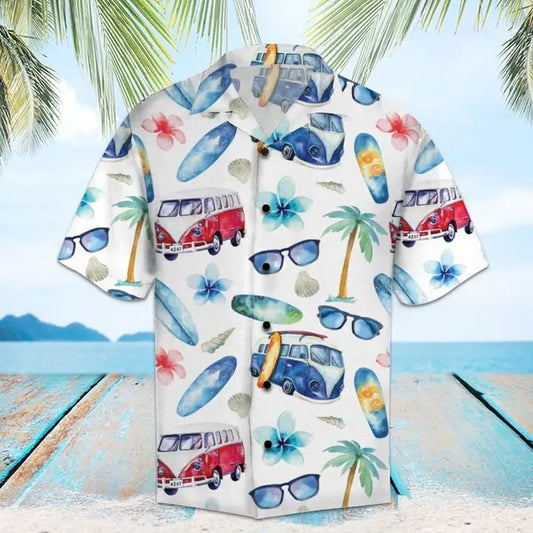 Hawaiian Shirt / Adults / S Amazing Hippie Bus Hawaiian Shirt Summer Button Up