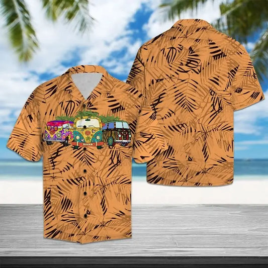 Hawaiian Shirt / Adults / S Amazing Hippie Car Hawaiian Shirt Summer Button Up