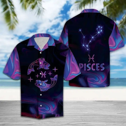 Hawaiian Shirt / Adults / S Amazing Pisces Horoscope Hawaiian Shirt Summer Button Up