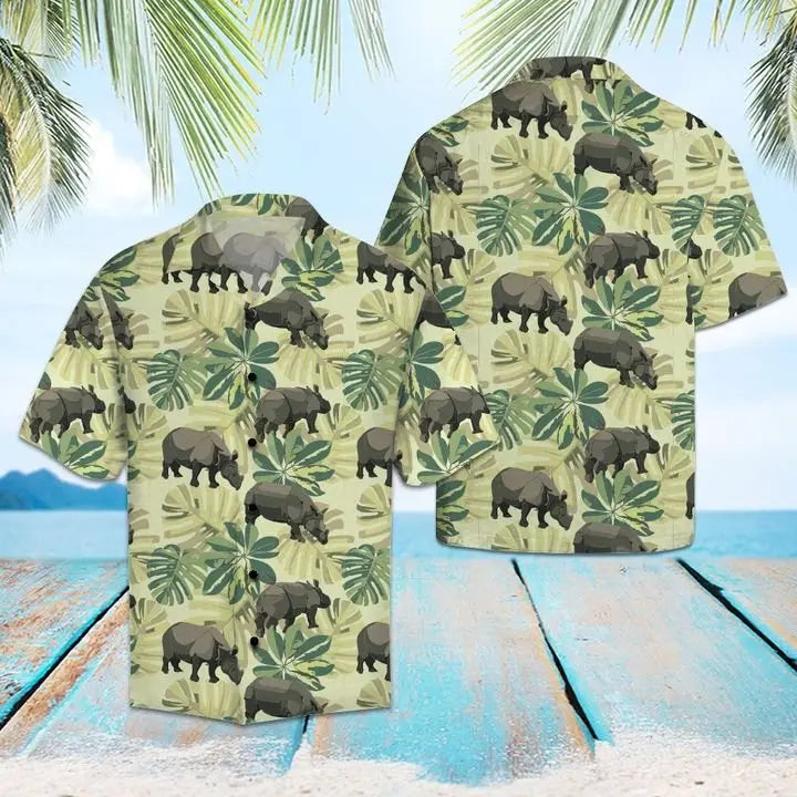 Hawaiian Shirt / Adults / S Amazing Rhino Hawaiian Shirt Summer Button Up