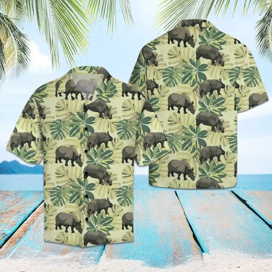 Hawaiian Shirt / Adults / S Amazing Rhino Hawaiian Shirt Summer Button Up