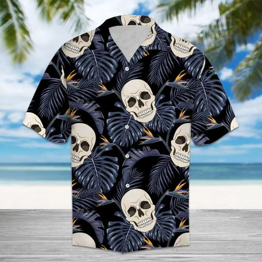 Hawaiian Shirt / Adults / S Amazing Skull And Tropical Leaves Hawaiian Shirt Summer Button Up