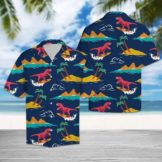 Hawaiian Shirt / Adults / S Amazing Trex Hawaiian Shirt Summer Button Up