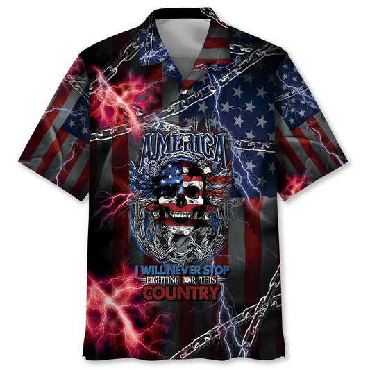 Hawaiian Shirt / Adults / S America I Will Never Stop Fighting For This Country Hawaiian Shirt