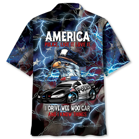 Hawaiian Shirt / Adults / S America Police Live It Love It Hawaiian Shirt