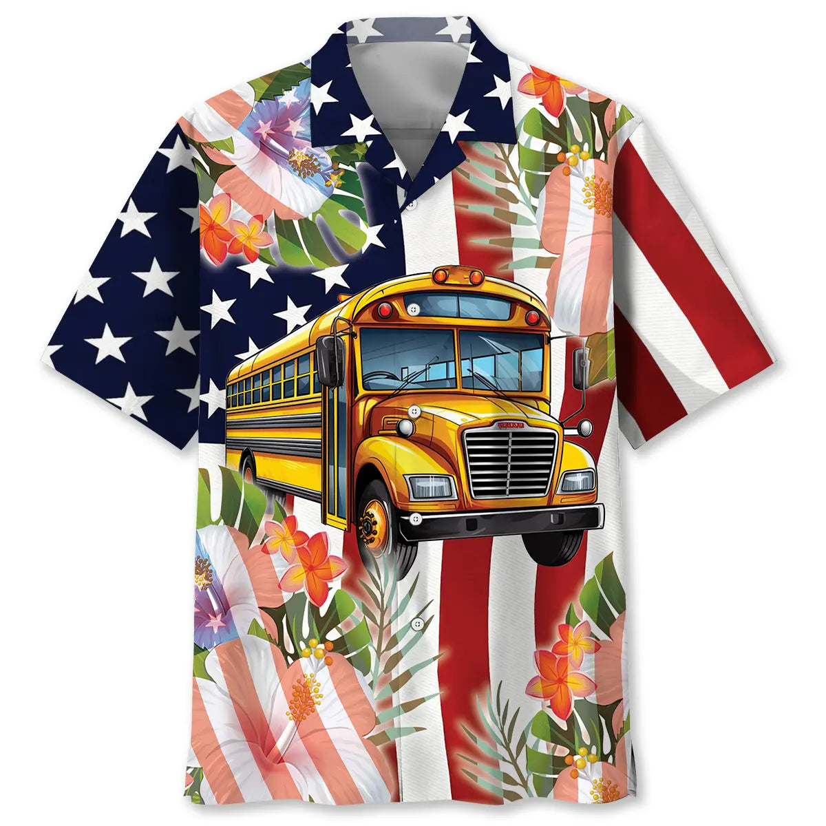 Hawaiian Shirt / Adults / S America School Bus Hawaiian Shirt
