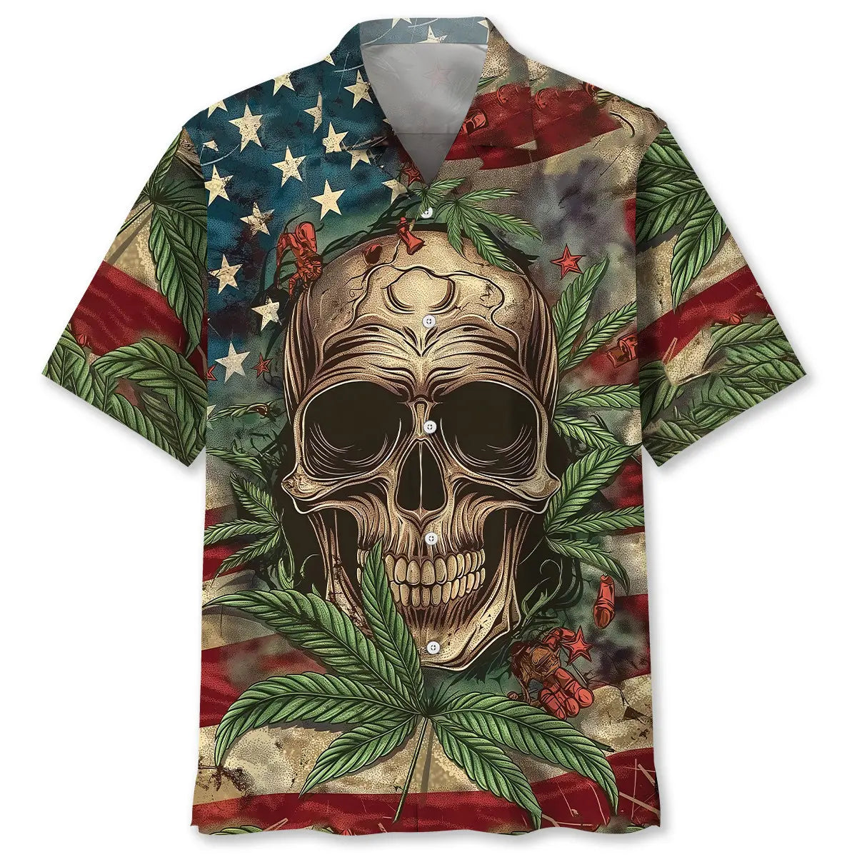 Hawaiian Shirt / Adults / S America Skull Hawaiian Shirt