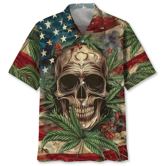 Hawaiian Shirt / Adults / S America Skull Hawaiian Shirt