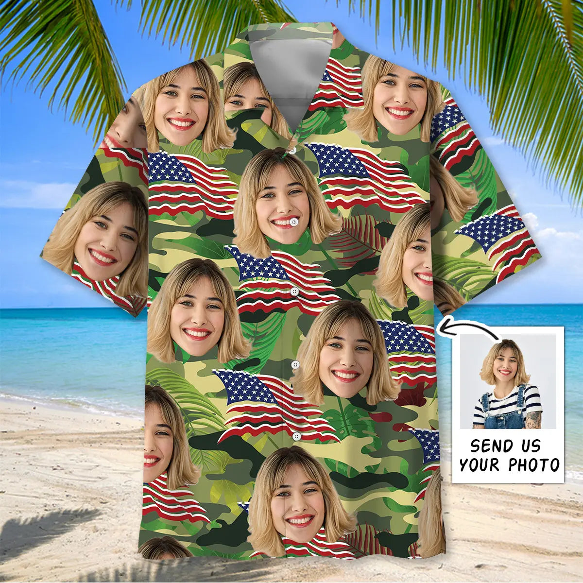 American Army Wife Custom Photo Hawaiian Shirt