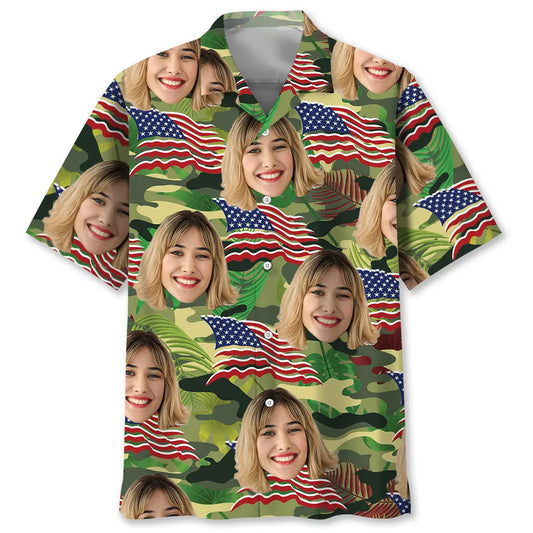 Hawaiian Shirt / Adults / S American Army Wife Custom Photo Hawaiian Shirt