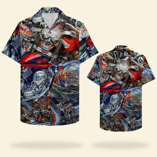 Hawaiian Shirt / Adults / S American Biker Pattern Unisex Hawaiian Shirt Aloha Shirt Summer Vibe