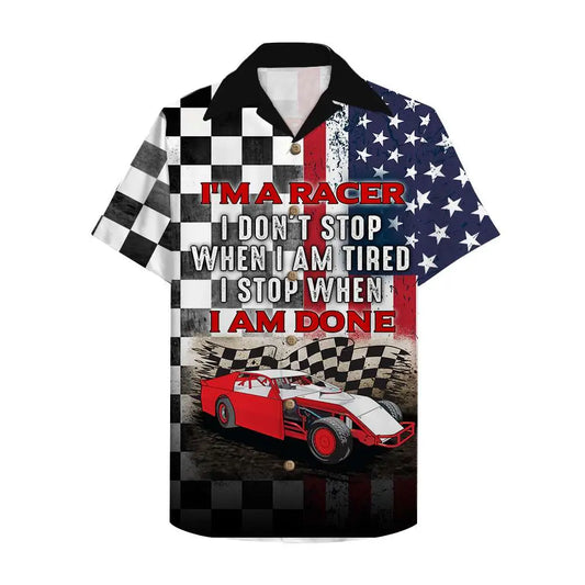 Hawaiian Shirt / Adults / S American Checkered Pattern Dirt Track Racing Unisex Hawaiian Shirt Aloha Shirt