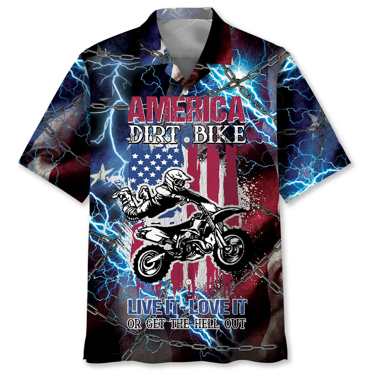 Hawaiian Shirt / Adults / S American Dirt Bike Love It Live It Or Get The Hell Out Hawaiian Shirt