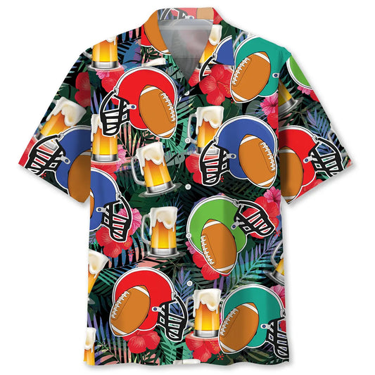 Hawaiian Shirt / Adults / S American Football Beer Tropical Hawaiian Shirt